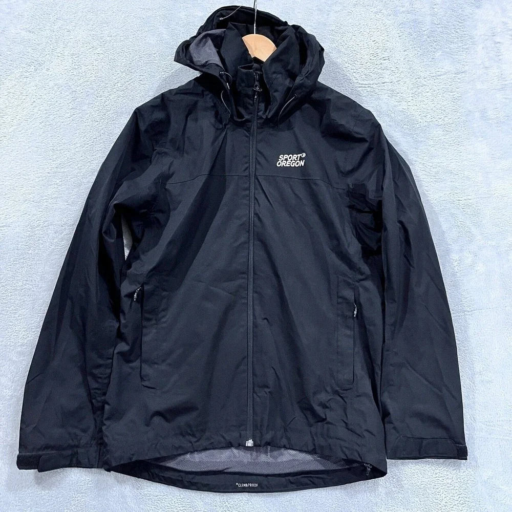 Adidas Windbreaker Jacket Men's S Mesh SPORT OREGON  Lined Full Zip Hoodie Black